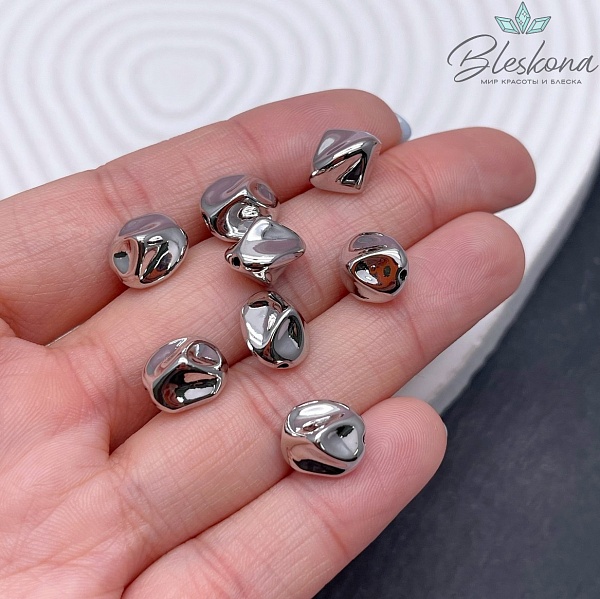 10,7*9,7 мм Цвет серебро, Бусина крупная фриформ 