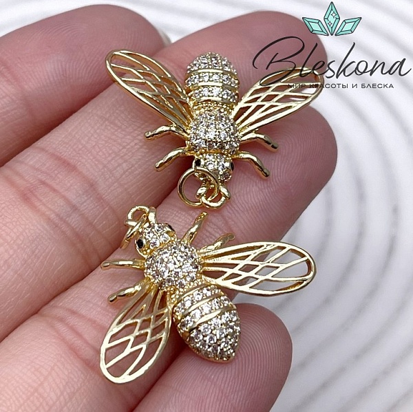 21,5*27,5 мм Цвет золото, Подвеска Пчелка с цирконами