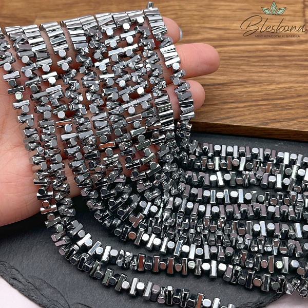 6,5*3мм Гематин имитация, цвет темное серебро, бруски