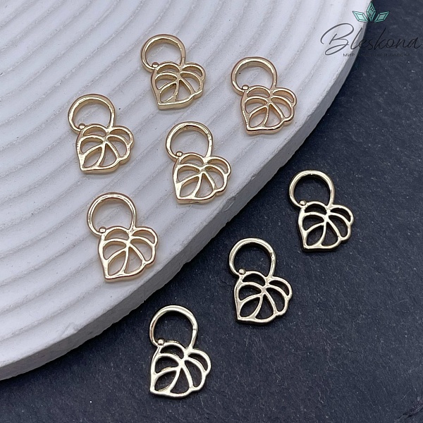 17*12 мм Цвет золото, Подвеска Лист Монстера