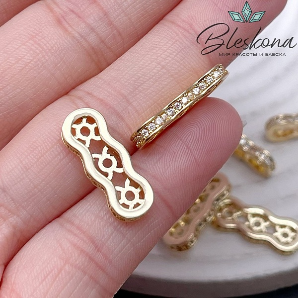 19,4*7*2,6 мм Цвет золото, Бусина разделитель 3 ряда