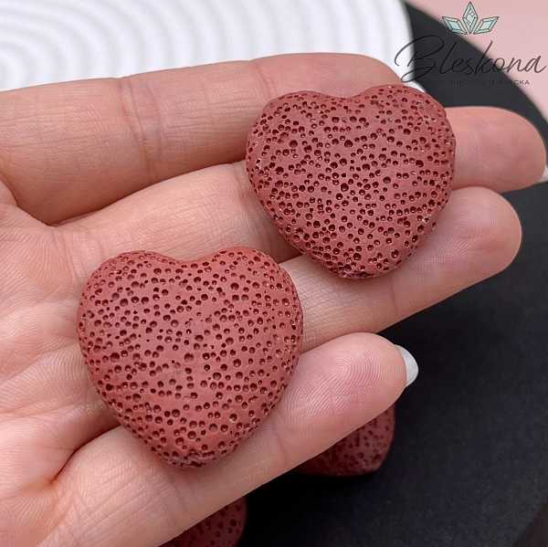 Бусина сердце Лава Вулканическая красное 29 мм