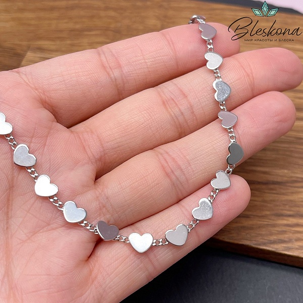 Цепь №15 цвет серебро 1,7*1,9 мм сердце
