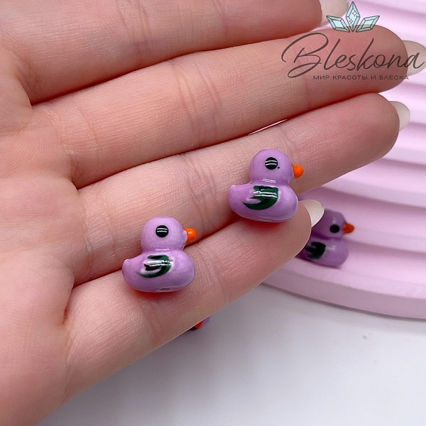 12*12,5 мм Керамика бусина уточка фиолетовая