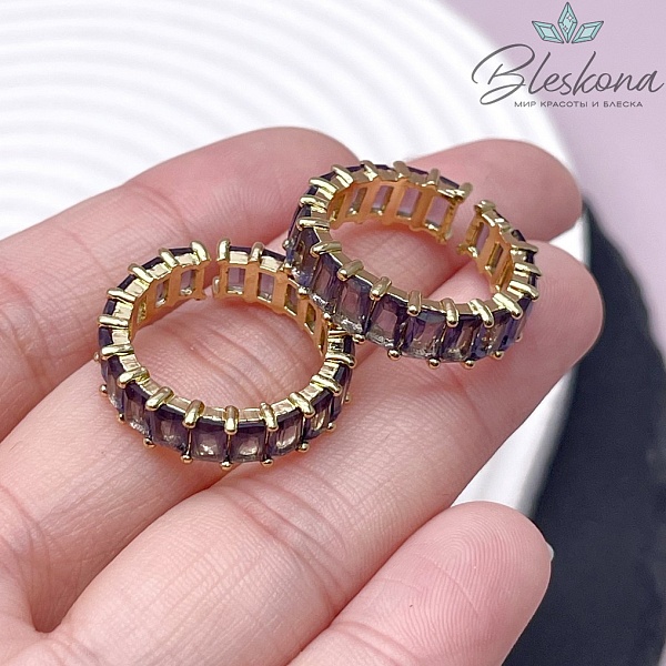 22 мм Цвет золото, Основы для колец фиол. цирконы