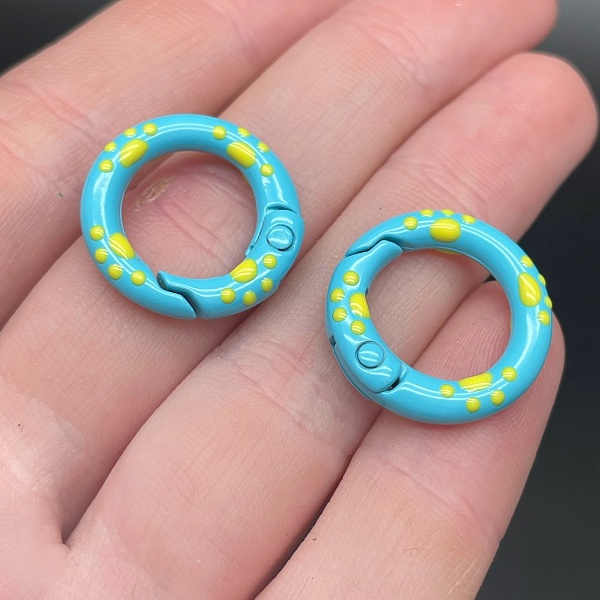 20мм , Замок круг капли голубая эмаль