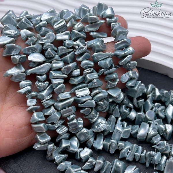 Жемчуг Майорка крошка серо-голубая 6-12 мм