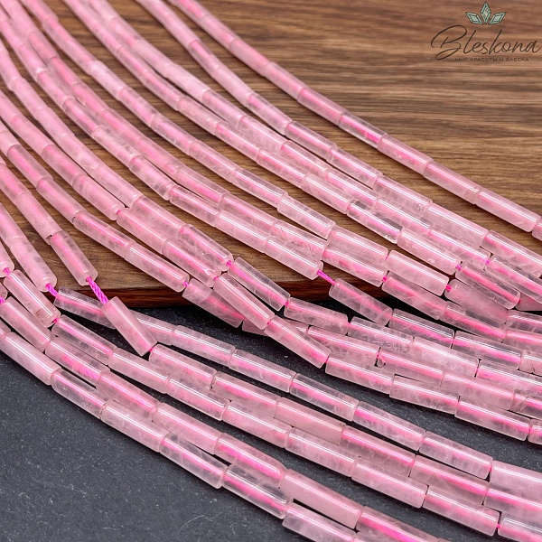 Розовый кварц трубочки 13*4 мм