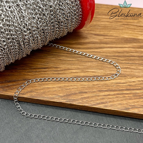 Цепь №11 цвет серебро 4*3 мм