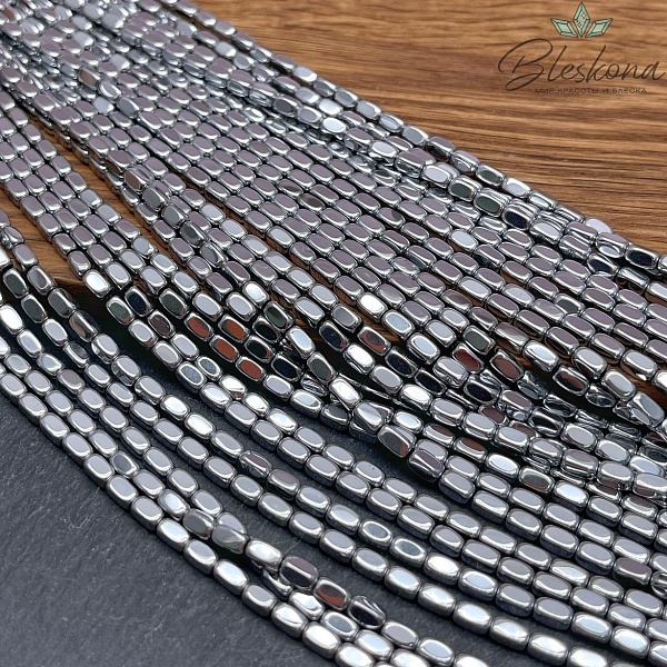 5*3мм Гематин прямоугольник, цвет темное серебро, имитация