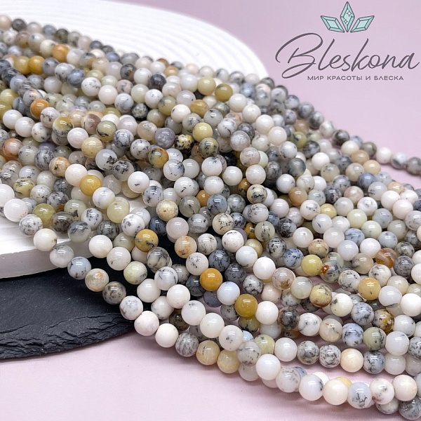 Опал белый дендритовый 6 мм