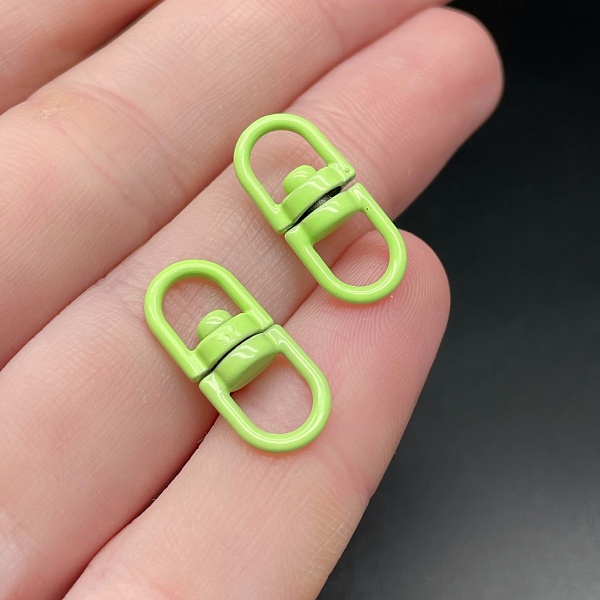 19*8 мм , Вращающаяся застежка-коннектор салатовая эмаль