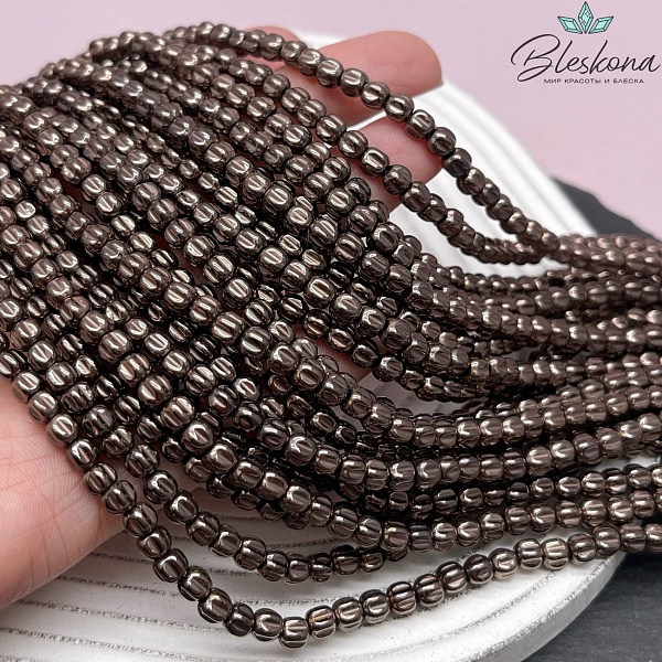 4,5 мм Гематин имитация шар рифленый, цвет коричневый №1 (шоколадный)