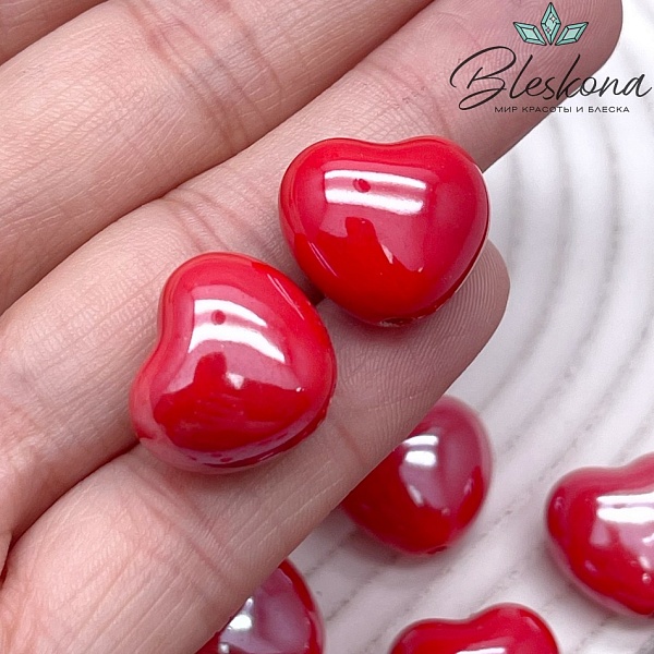 17 мм Бусина сердце, керамика цвет красный