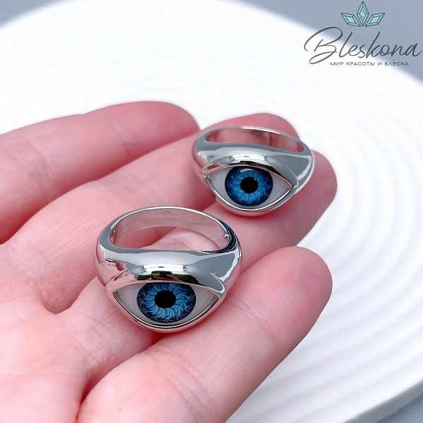 17 мм Цвет серебро, Кольцо размерное глаз 