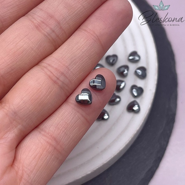 Гематин Сердца объемные огранка имитация 6мм уп. 20шт