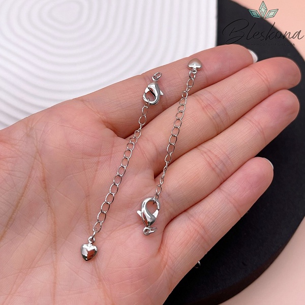 12 мм Цвет серебро, Замок округлый с цепочкой сердце