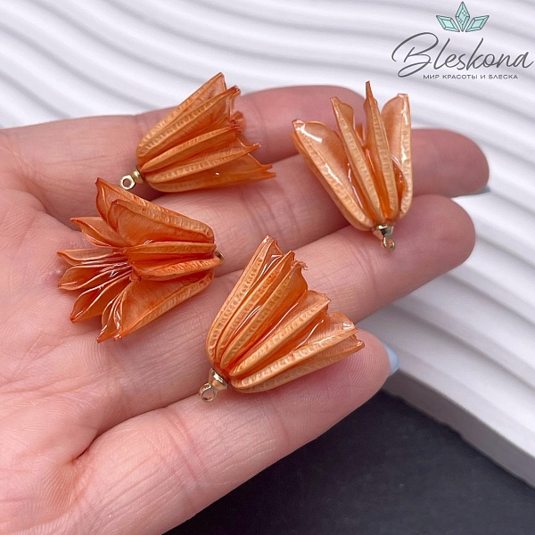28-33 мм Подвеска Колокольчик в эпоксидной смоле оранжевый