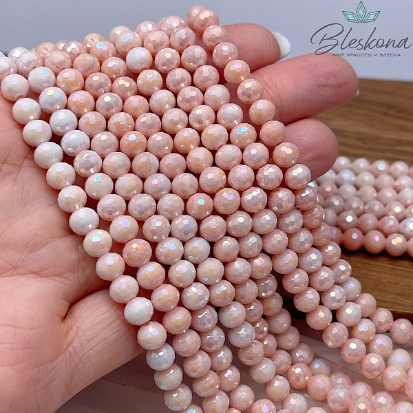 Стекло Lux персиковое огранка  6 мм