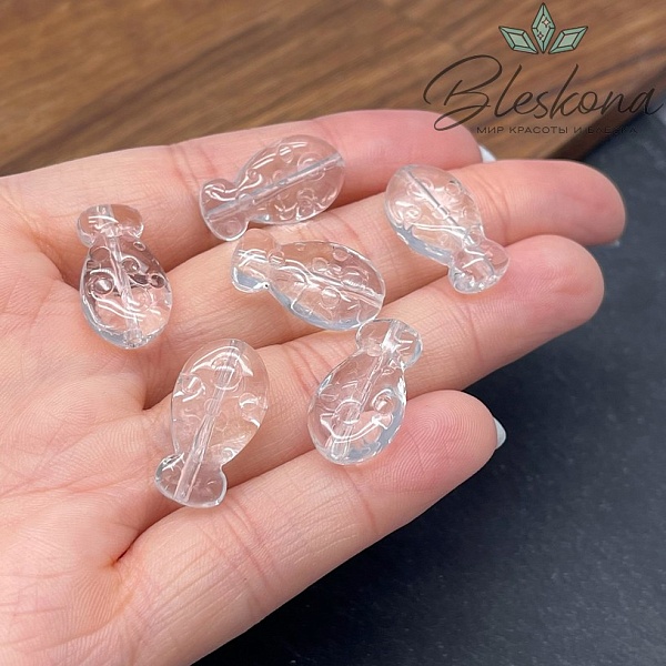 15*10 мм  Бусина рыбка , цвет прозрачный, уп.5 штук