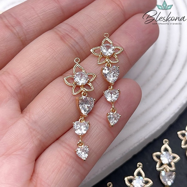 37 мм Цвет золото, Подвеска цветок цепочка цирконы