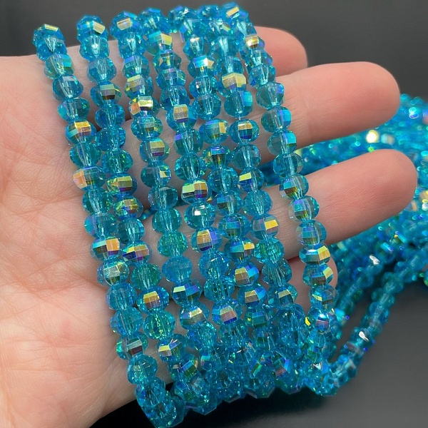 4,5*6 мм Стекло Lux, рондель прямоуг. огр., цвет голубой с переливом