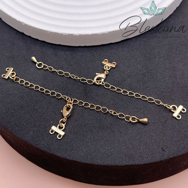 10мм Цвет золото, Замок округлый на 2 ряда с цепочкой