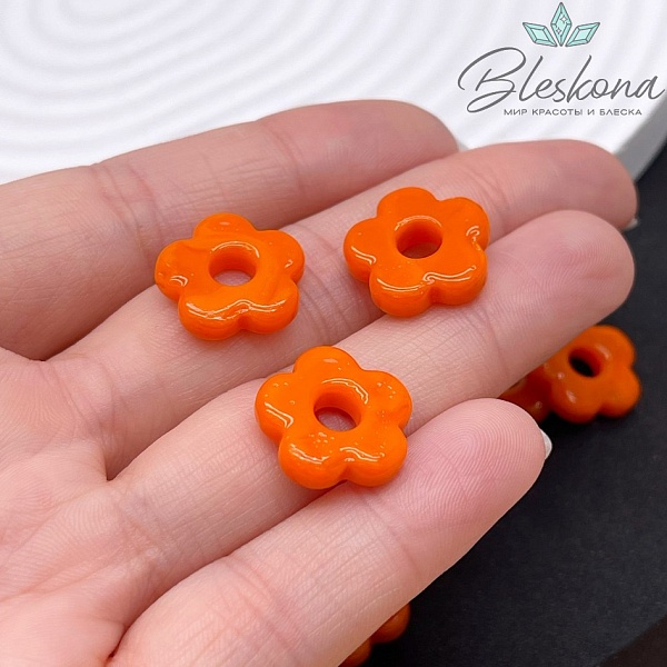 15 мм Подвеска цветок оранжевый