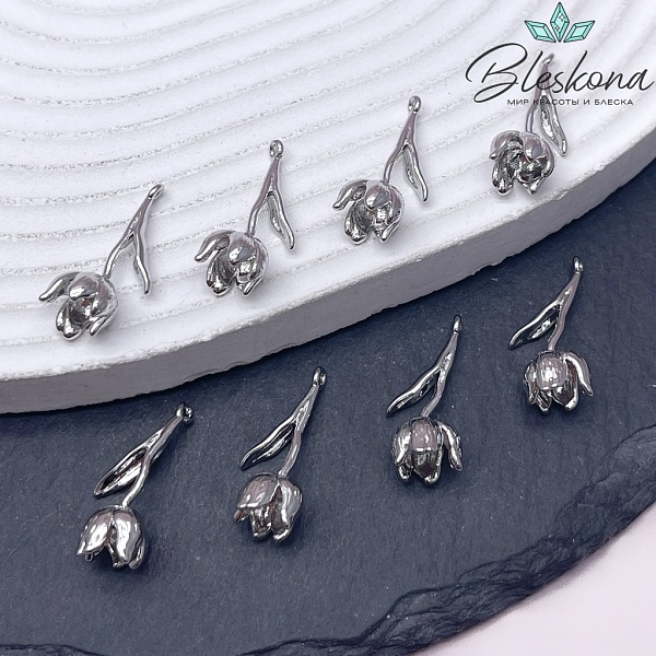 23*11 мм Цвет серебро, Подвеска тюльпан 