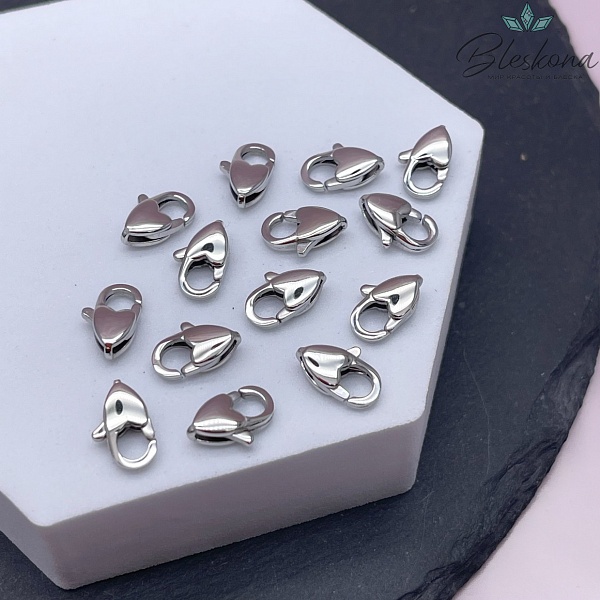 11 мм Цвет серебро, Замок лобстер сердечко