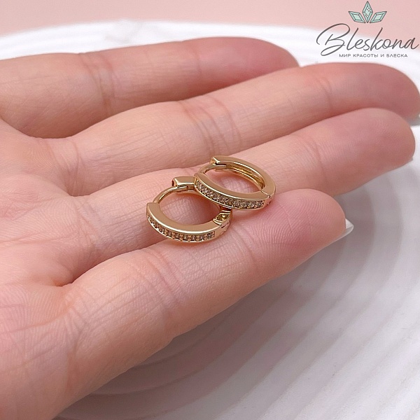 13 мм, цвет Золото, Швензы бублик стразы Люкс