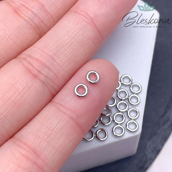 Колечки неразъемные пакет 1гр цвет серебро 4*1,1 мм