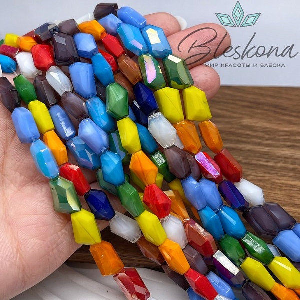 12*7 мм Бусины фриформ, цвет микс, стекло