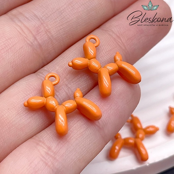 14*18 мм, Подвеска пудель оранжевая эмаль