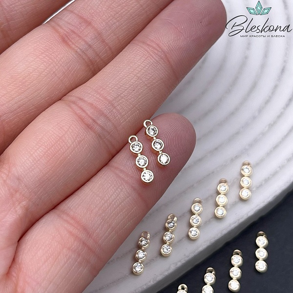 10,8*2,8 мм Цвет золото, Подвеска палочка цирконы