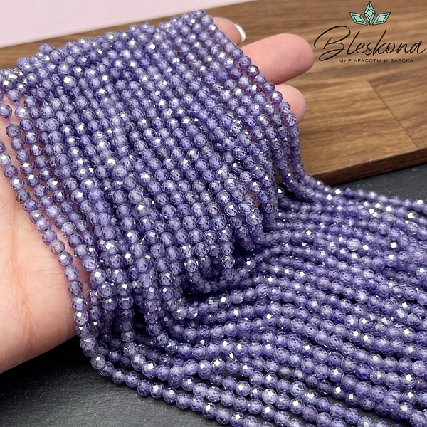 Циркон огранка сиреневый 4 мм (кубический цирконий, фианит) 