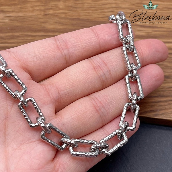 Цепь №105-3 цвет серебро 14*8 мм/9,7*7,8 мм