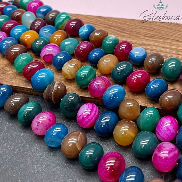 Агат микс (тонированный) галтовка 15*18 мм