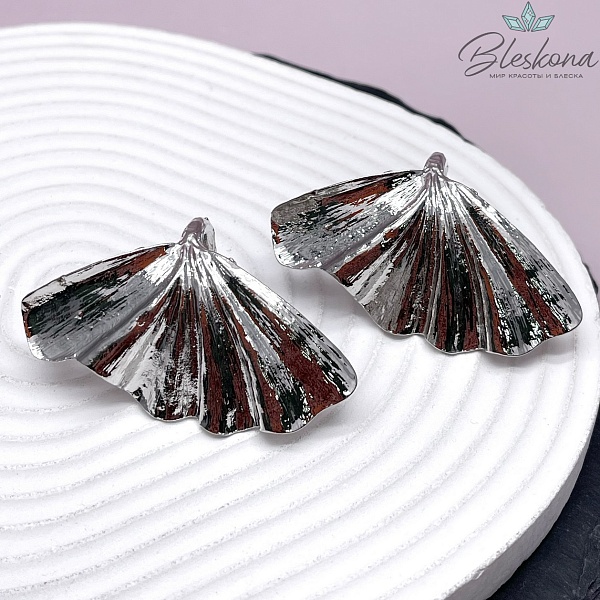 22 мм, Цвет серебро, Кольцо размерное Гинкго Билоба 