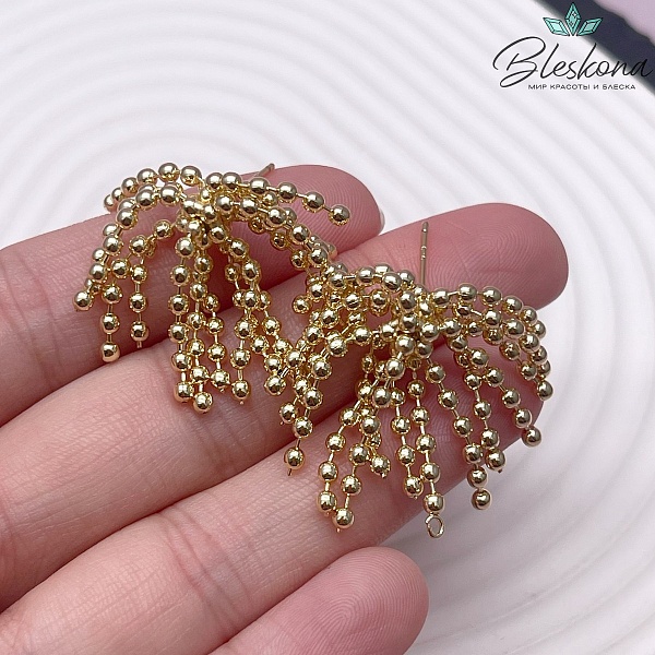 31*21 мм Цвет золото, Пусеты шарики