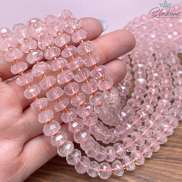 Розовый кварц рондель огранка 9*5 мм