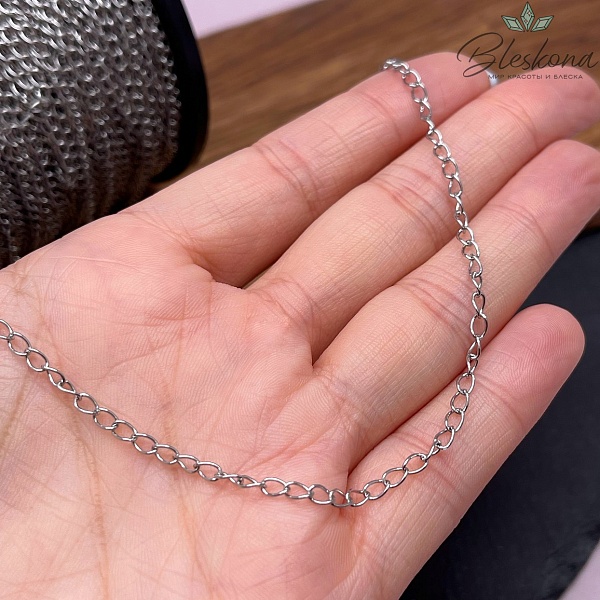 Цепь №С27 Цвет серебро 4*2,6 мм Сталь