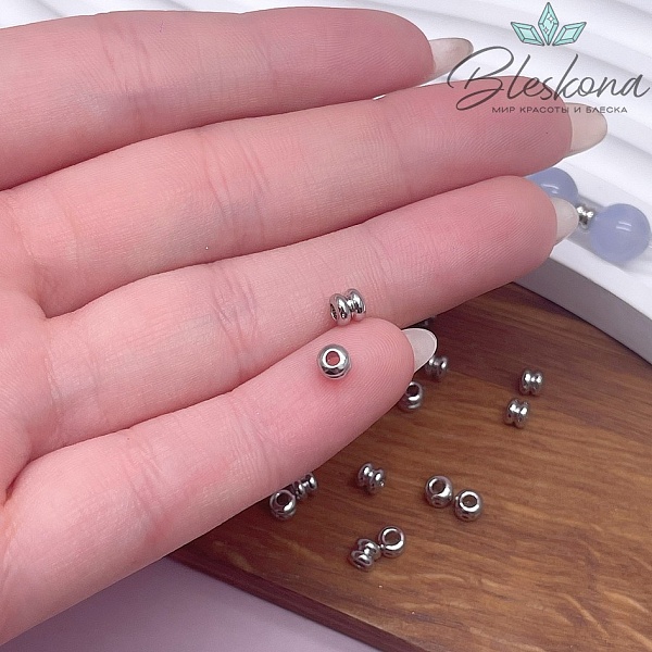 3,5*4 мм Цена серебро, Бусина-разделитель