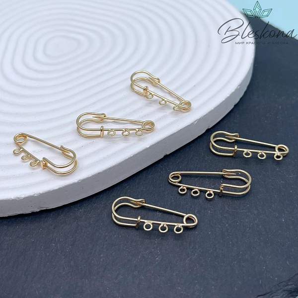 3 см, Цвет золото, Основа булавка 3 кольца
