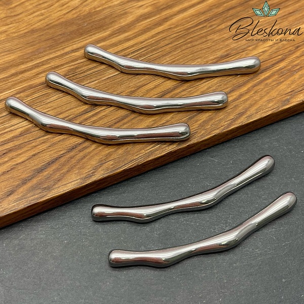 65*5,5 мм Бусина трубочка фриформ, Цвет серебро 