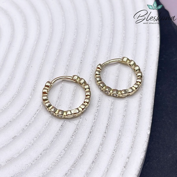 17,5мм Цвет золото, Швензы бублик Циркон Конго Люкс