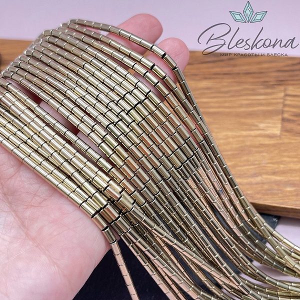 5*3 мм Гематин трубочки, цвет темное золото, имитация