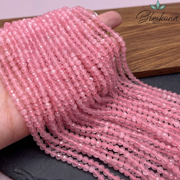 Кошачий глаз розовый микроогранка (имитация) 4 мм