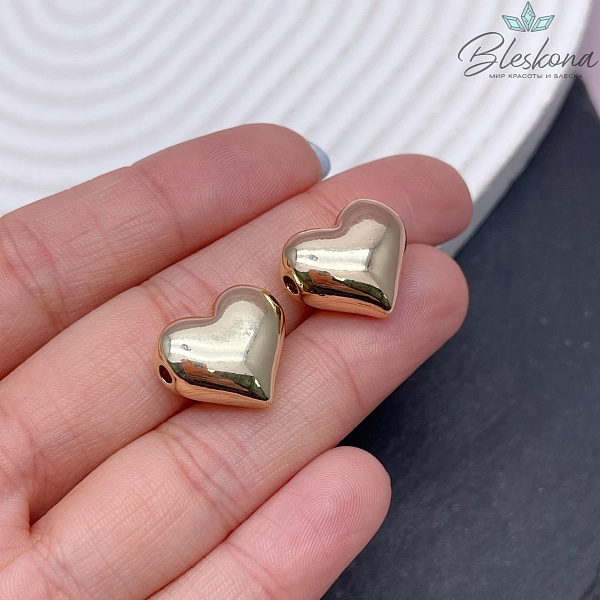 14,5*16,5 Цвет золото, Бусина сердце гладкое 