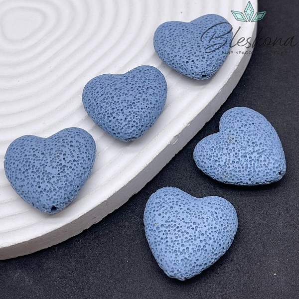 Бусина сердце Лава Вулканическая синее 29 мм